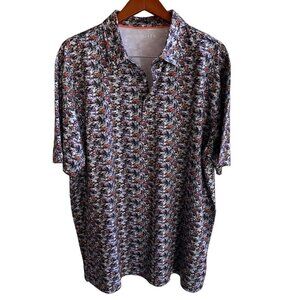 Maelreg‎ Performance Polo Mens 2XL Dinosaur Skeleton Pullover Short Sleeve Shirt